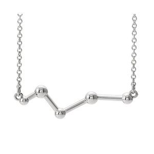 14k White Gold Constellation Bar Necklace, 18 Inch